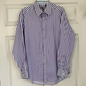 Robert Graham X Collection Stripped Long Sleeve Button Down Shirt Size Large